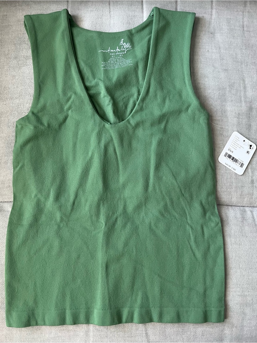 Free People Intimately Clean Lines Muscle Cami in Foliage Green Size XS/S NWT